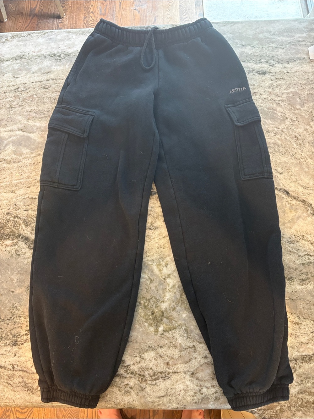 Aritzia Black Cargo Sweatpants with Side Pockets